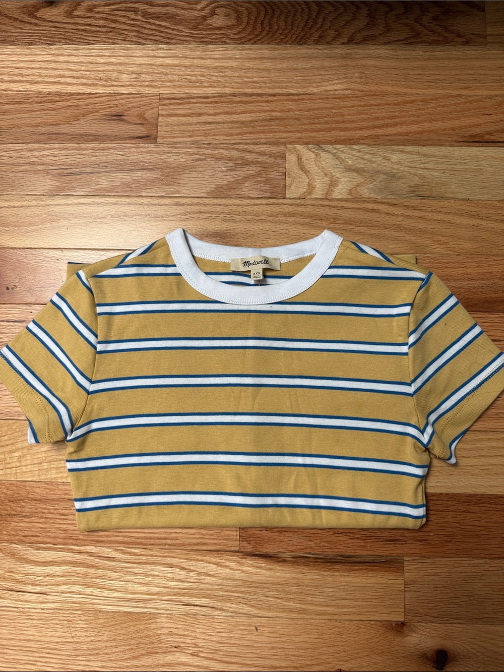 Madewell Women’s Mustard & Blue Striped Crew Tee